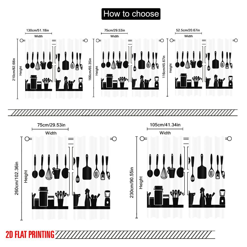 2pcs,2D Plane Printing Minimalist Curtains Kitchen Silhouettes Versatile Polyester (without Rod) Outdoor Decorations Perfect for