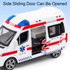 1:24 Alloy Ambulance Cars Toy Diecast Model Doors Opened Police Car Miniature with Light Music Vehicle Child Festival Gifts