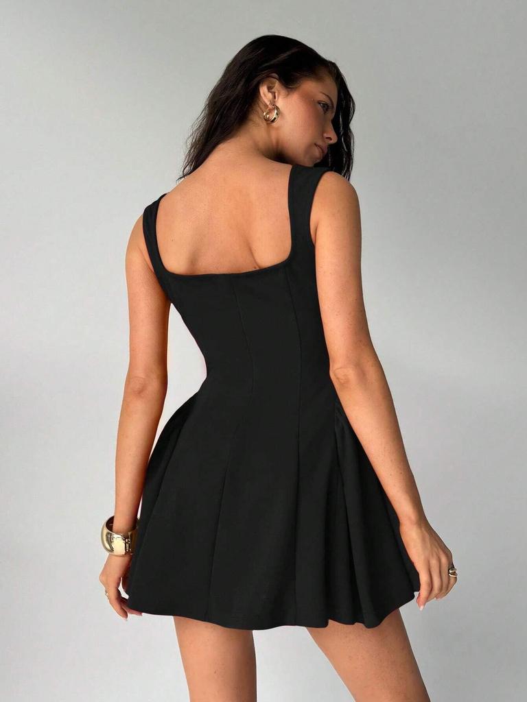 European & American Style Backless Waist-cinching Sleeveless Camisole Dress for Women