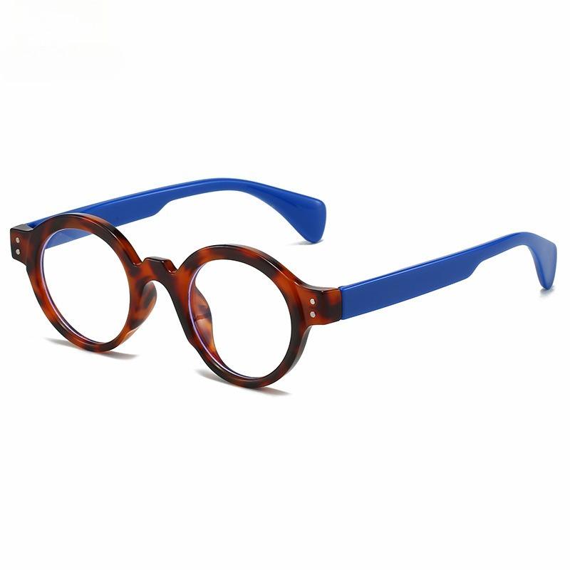 1/4 Pcs Round Fashionable Reading Glasses Spring Leg Anti Blue Light Reading Glasses Thick Texture Elderly Glasses