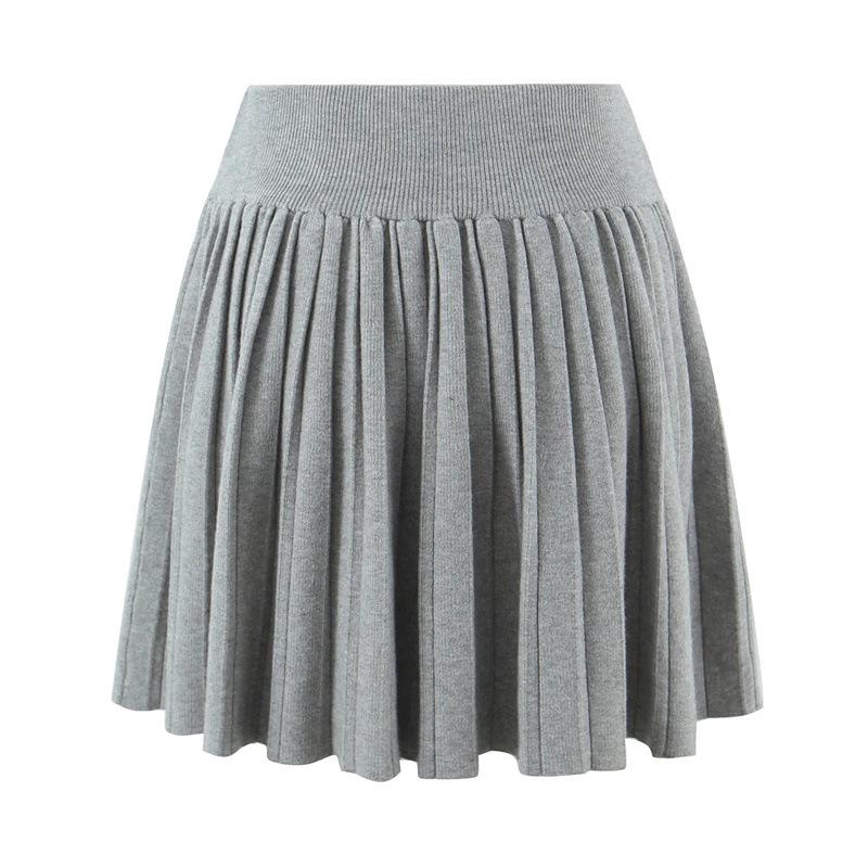 Korean Retro V-Neck Cardigan & High Waist Pleated Skirt Knit Set