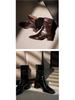 BEIJIANI 5598-6 Women's Retro Pleated Square Toe Chunky Heel Ankle Boots - Autumn/Winter Style