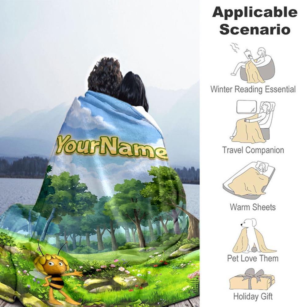 Biene Maja Customize Your Name Blanket Cozy Customizable Blanket Warmthful Decor Perfect for Office Office Chair Living Room Home Decor