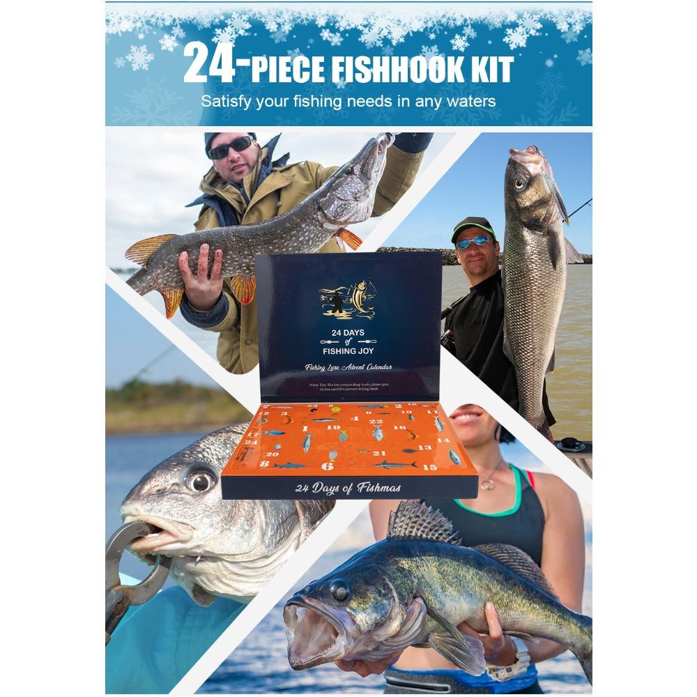 Fishing Advent Calendar for Men, 24 Days Christmas Countdown with Fishing Tackle, Xmas Surprise Gift for Father, Grandpa, Brother, Boyfriend