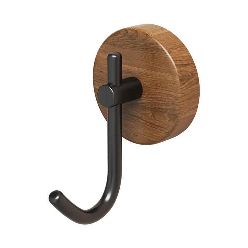 Self-adhesive New Simple Solid Wood Hook Walnut Hanging Hanger Bathroom Wall Hook Bedroom Coat Storage Rack Home Towel Key Decor