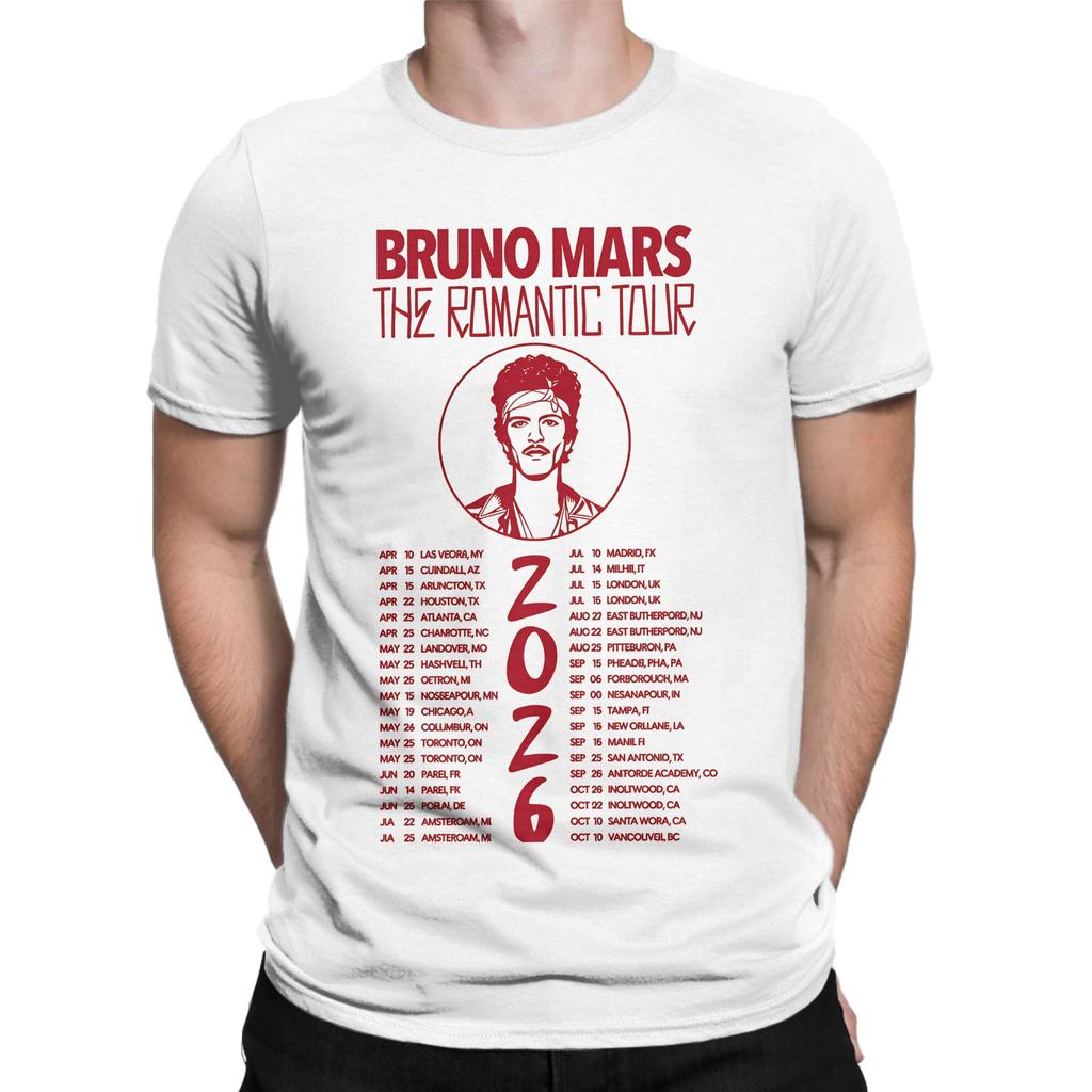 Bruno Mars The Romantic Tour 2026 Men T Shirt  Novelty Tee Shirt Short Sleeve Round Neck TShirts Cotton Gift Idea Clothing