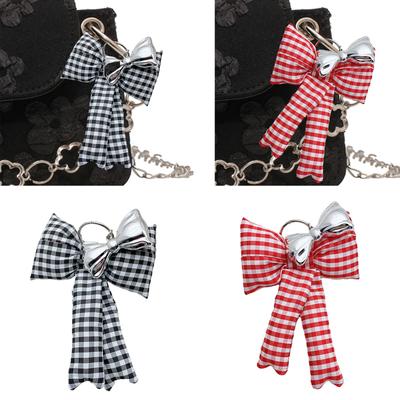 Chaveiro de laço estiloso, bolsa de algodão com laços, pingente, chaveiro de telefone, acessório elegante para meninas e mulheres