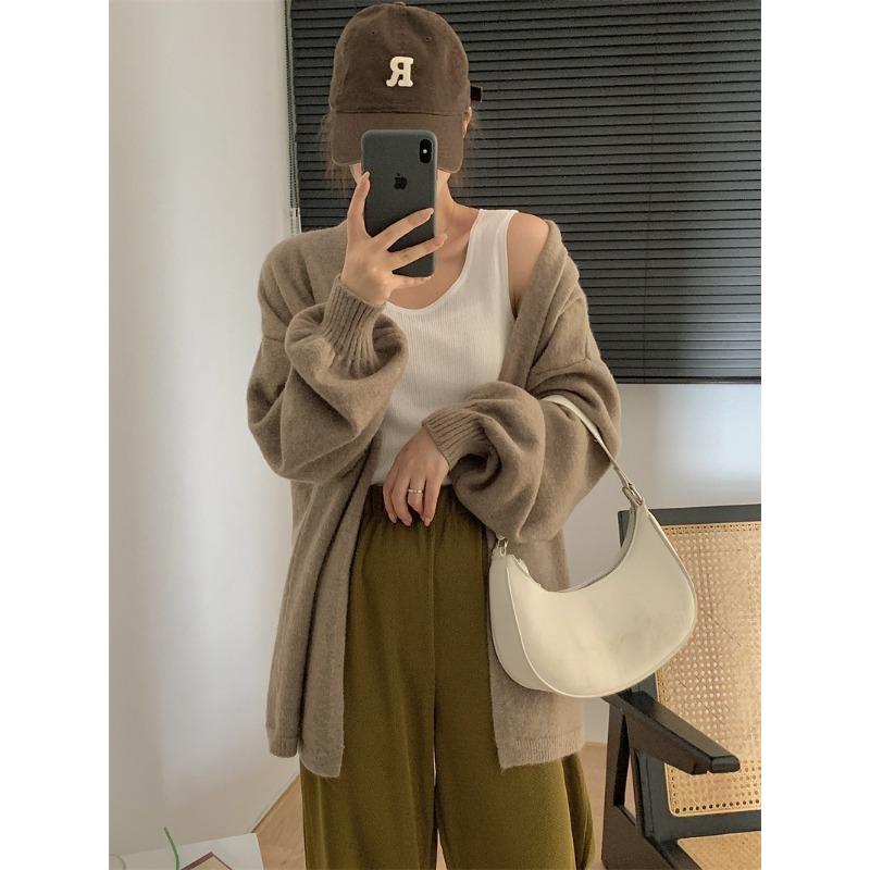 

Осень и зима новый свободный ленивый ветер вязаный кардиган женский мягкий восковой универсальный нежный темперамент свитер куртка топ average size