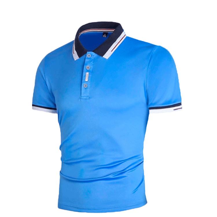 Male Business Casual Polo Shirt Summer Soft Breathable Short Sleeve Basic Tops Fashion Contrast Color Collor Design
