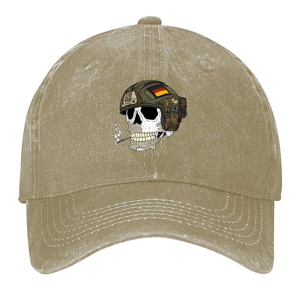 German Bundeswehr flecktarn skull with fast helmet Baseball Cap derby hat Bobble Hat Rave Golf Women Mens