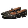 Fashion Mary Jane Fashion Rivet Leather Flat Shoes 2025 Summer New Classical Casual Comfortable Soft Ballet Shoes Zapatos De Mujer