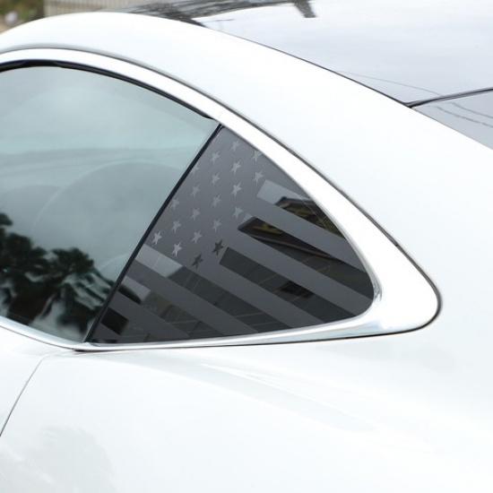 Black US Flag Rear Window Triangular Glass Sticker For Jaguar F-TYPE 2013-