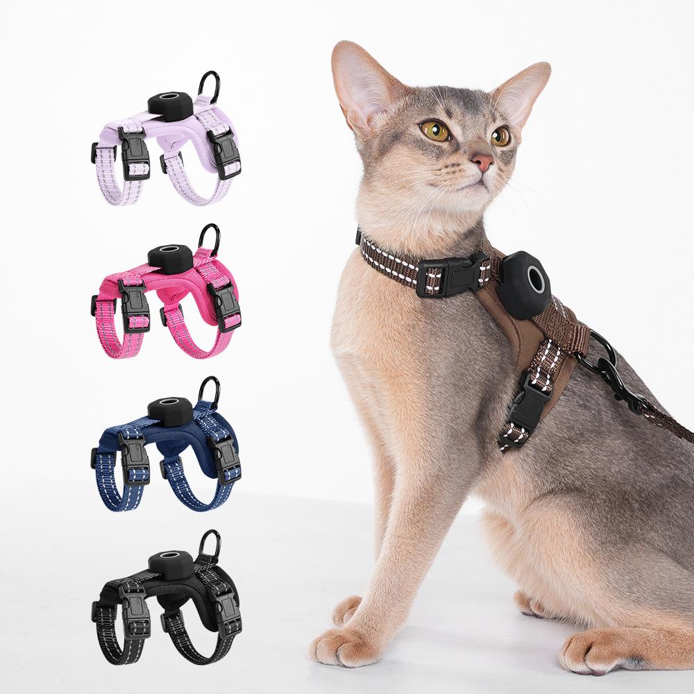 Light Soft Cat Harness Anti‑Escape Pet Chest Back Strap Support Locator Installation Anti‑Lost Adjustable Walking Harness for Kitten Cat