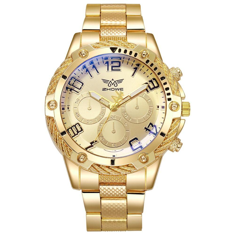Gold Men's Business Watches Stainless Steel Band Wristwatch Fashion Men Quartz Watches  Male Gift