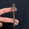 Schlüsselförmiger, facettierter weißer Topas-Edelstein, reiner Kupferdraht, umwickelt, handgefertigter Anhänger-Schmuck