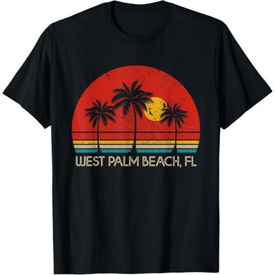 West Palm Beach Florida FL Surfer Retro Vintage Mannen Vrouwen Kinderen T-shirt