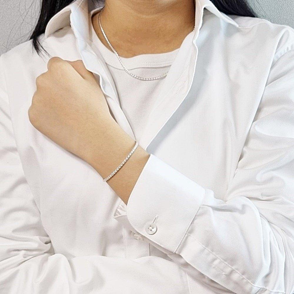 Curved Round 2mm Silver Bracelet for Men and Women 925 Silver Thin Birthday Gift