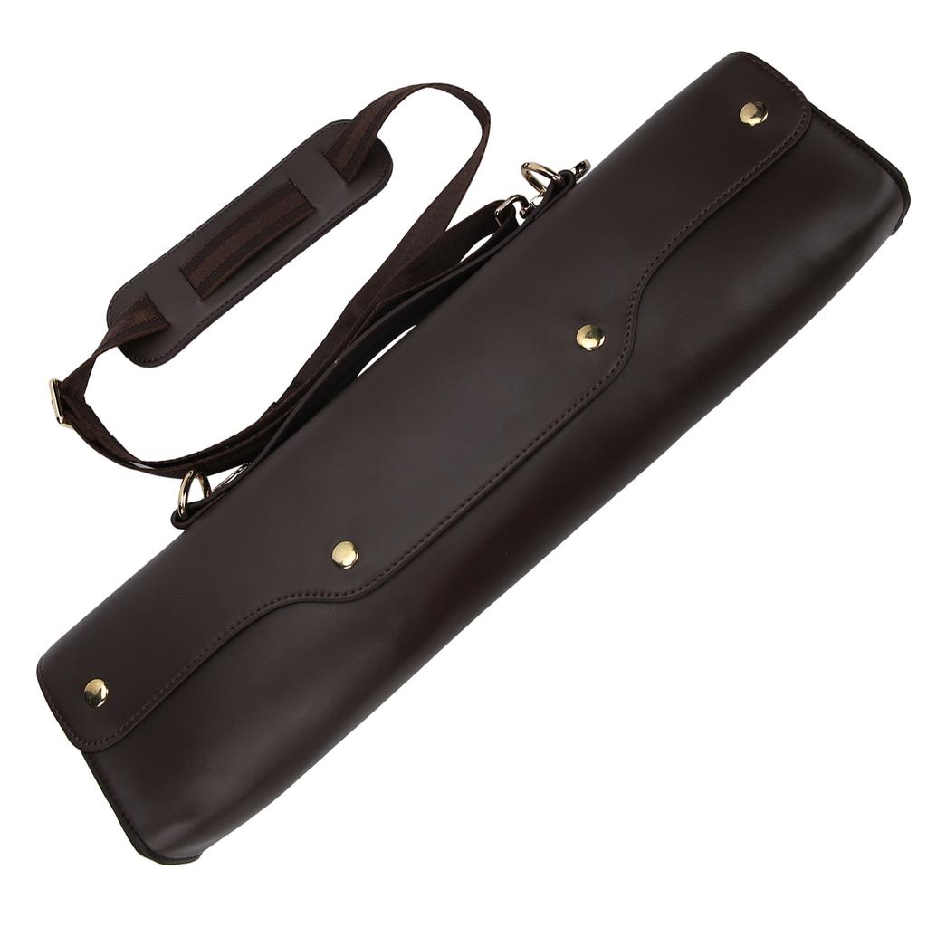 Flute Carrying Bag Hand Synthetic Leather Wind Instrument Storage Case with Shoulder StrapBrown