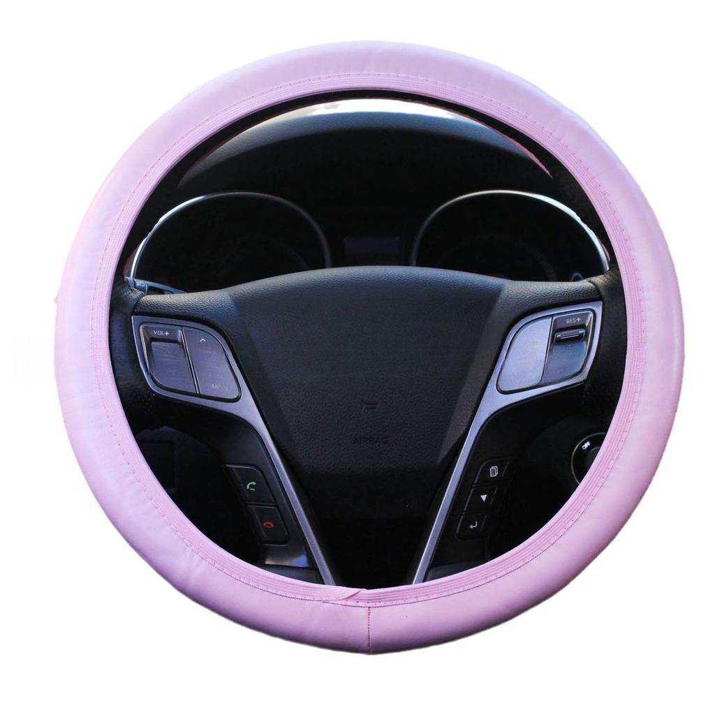 Car Steering Wheel Cover with Lamb Grain Leather Steering Wheel Cover without Inner Ring Elastic Band Handle Cover