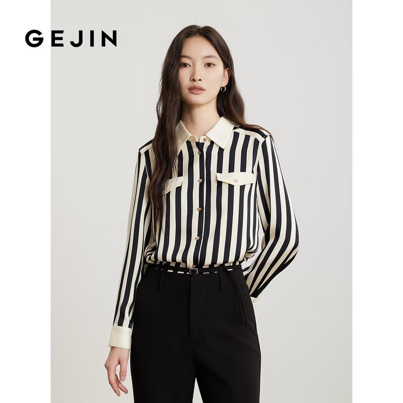 

Gejin Women s Striped Long-Sleeve Commute Shirt XL