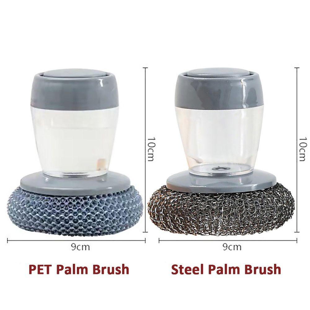 Ball Cleaning Kitchen Brush Cleaner Automatic Liquid Adding Soap Dispensing Palm Brush Push-type
