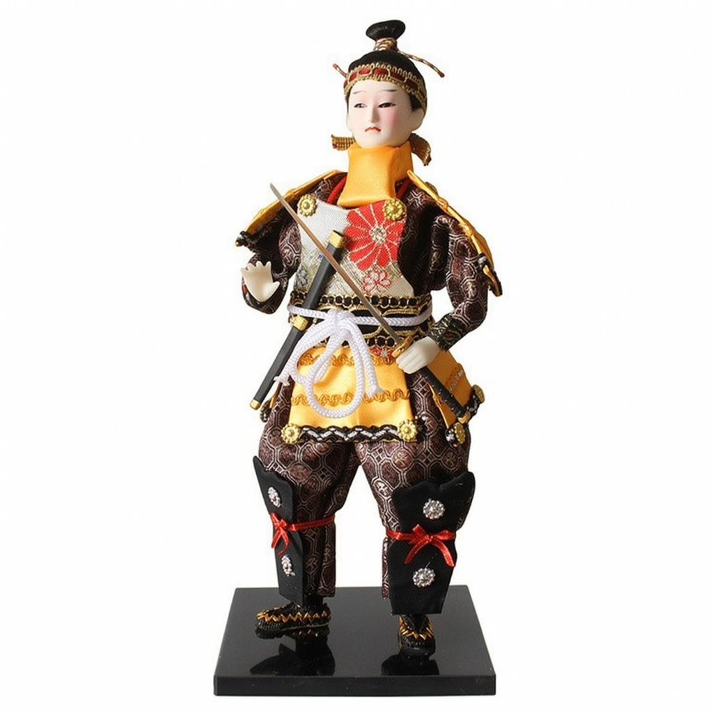 Cloth Doll Samurai Warrior Ornament Handmade Japanese Style Figurine with Glossy