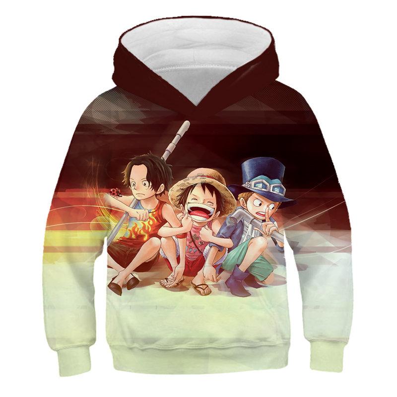 Autumn New One Piece Printed Children Pullover Anime Hot-blooded Cartoon Adventure Versatile Hooded Sweatshirt For Men and Women