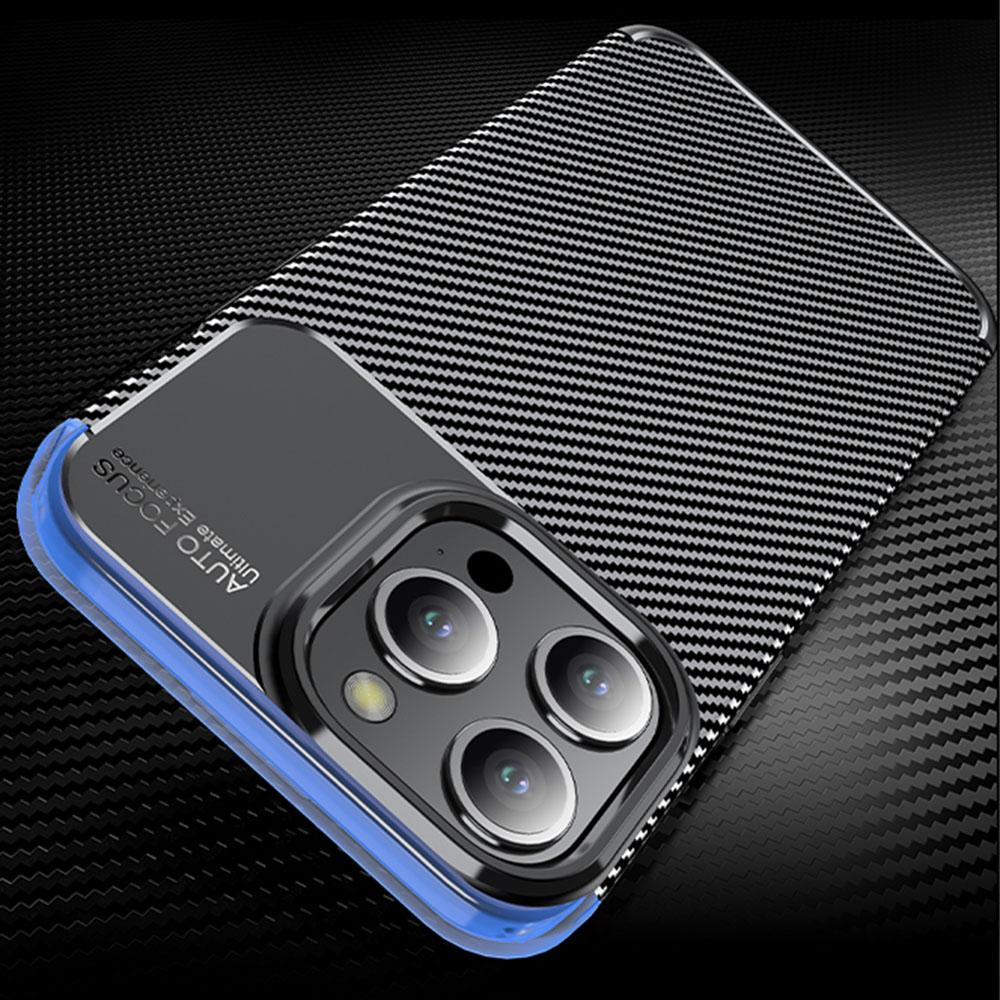 Soft TPU Phone Case for iPhone 15 Pro Max,Anti-scratch Carbon Fiber Texture Phone Cover