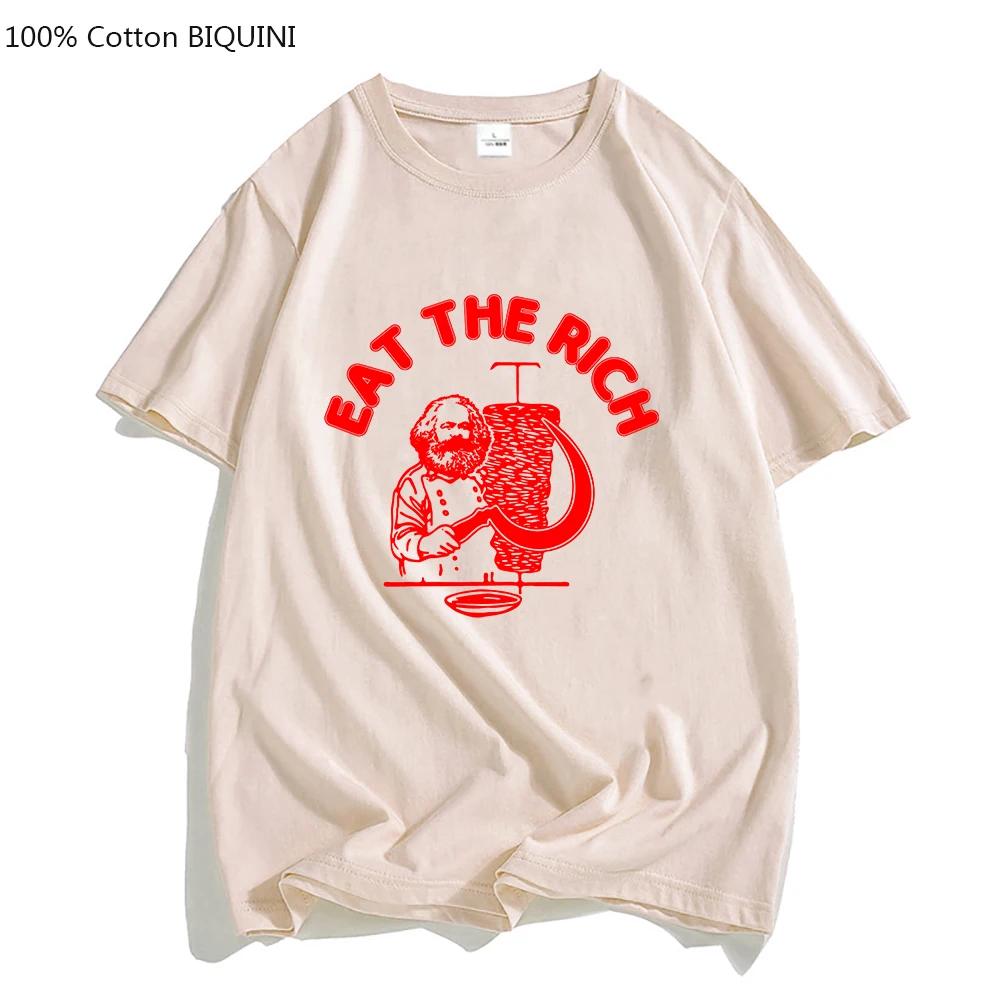 Tričko Doner Kebab Eat The Rich Letter Print Trička Základní unisex letní trička Tričko s výstřihem do O Neformální košile s krátkým rukávem 100% bavlna