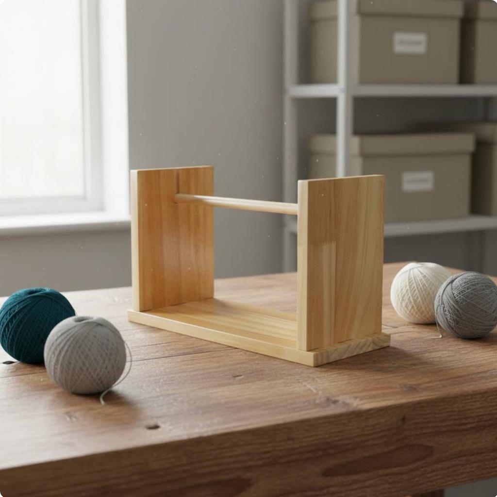 Yarn Spool Rack Knotsnag-resistantFree Wooden Yarn Holder Crafting Supply Sturdy Wood Even Rotation for Crocheters