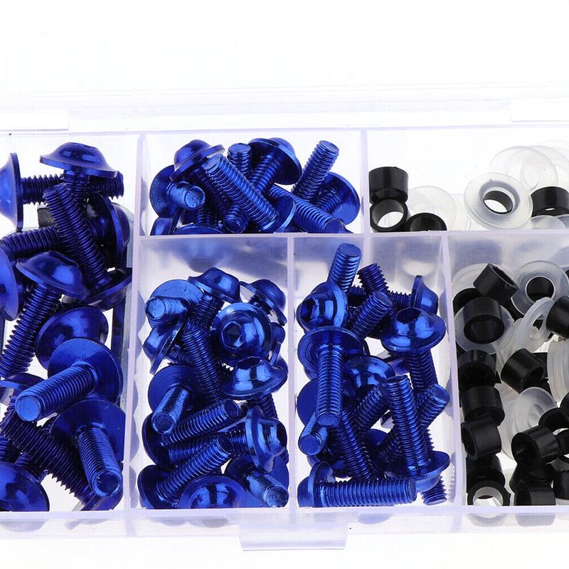 158pcs Fairing Bolts Kit Fender Windscreen Fastener Clips Screws Motorcycle Sportbike Accessories Blue