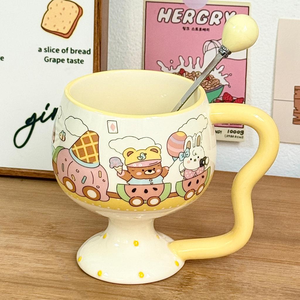 Cute Girl Goblet Cartoon Mug Ceramic Water Cup Household High-value Coffee Cup Good-looking Birthday Gift