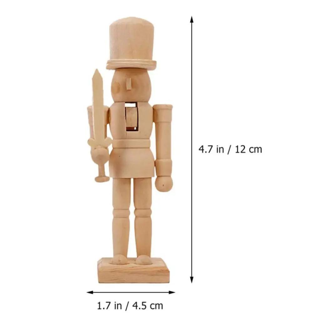 6Pcs Christmas Wooden Unfinished Nutcracker Figurines DIY Blank Unpainted Nutcracker Puppet Walnut Soldier Ornament Decor New