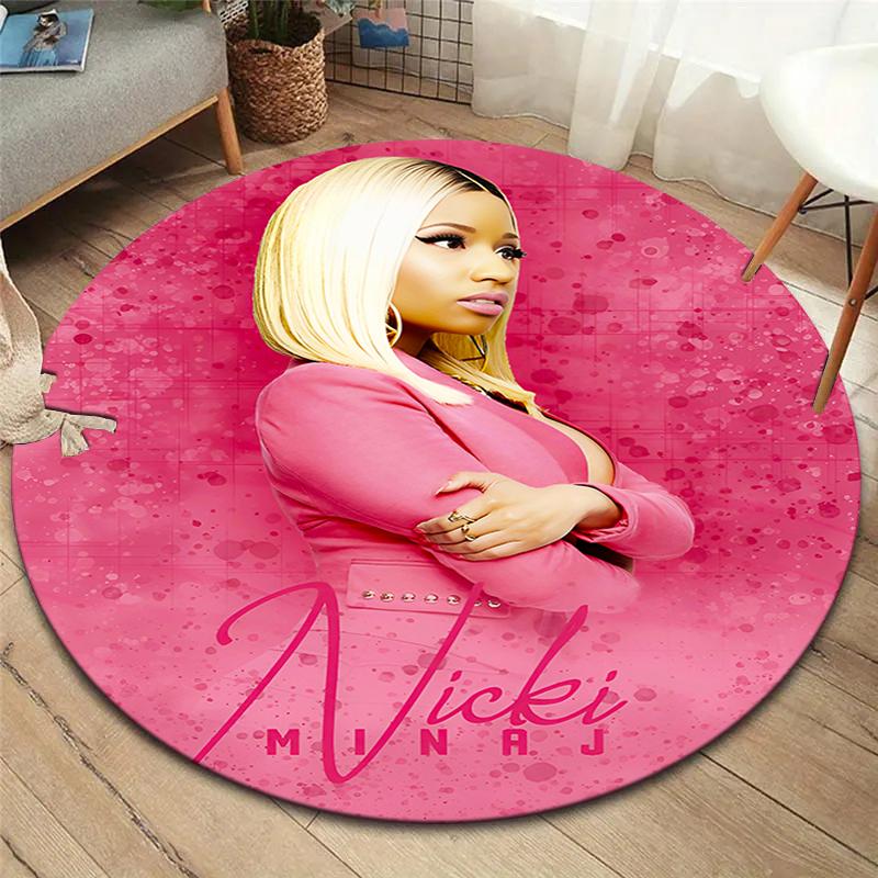 Nicki Minaj Round Area Rug,Carpet Rug for Living Room Bedroom Sofa Playroom Decor,Non-slip Floor Mat