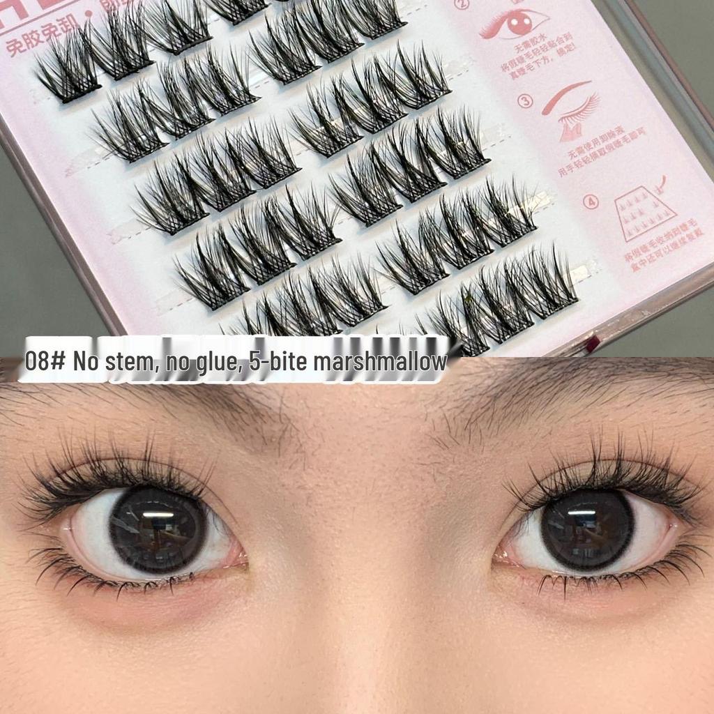 HERORANGE Self-Adhesive False Eyelashes: Stem-Free, Natural Curl, Ideal for Novices, Effortless Application