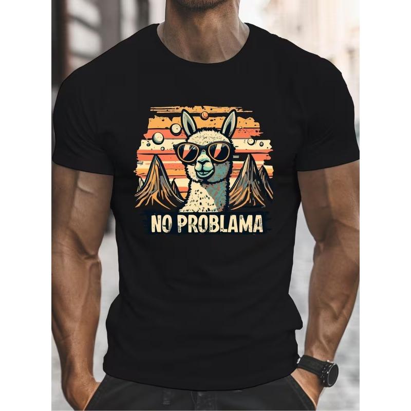 Men's Casual Alpaca Print Fashion Graphic T-Shirt - Comfortable Lightweight Round Neck Summer Tee