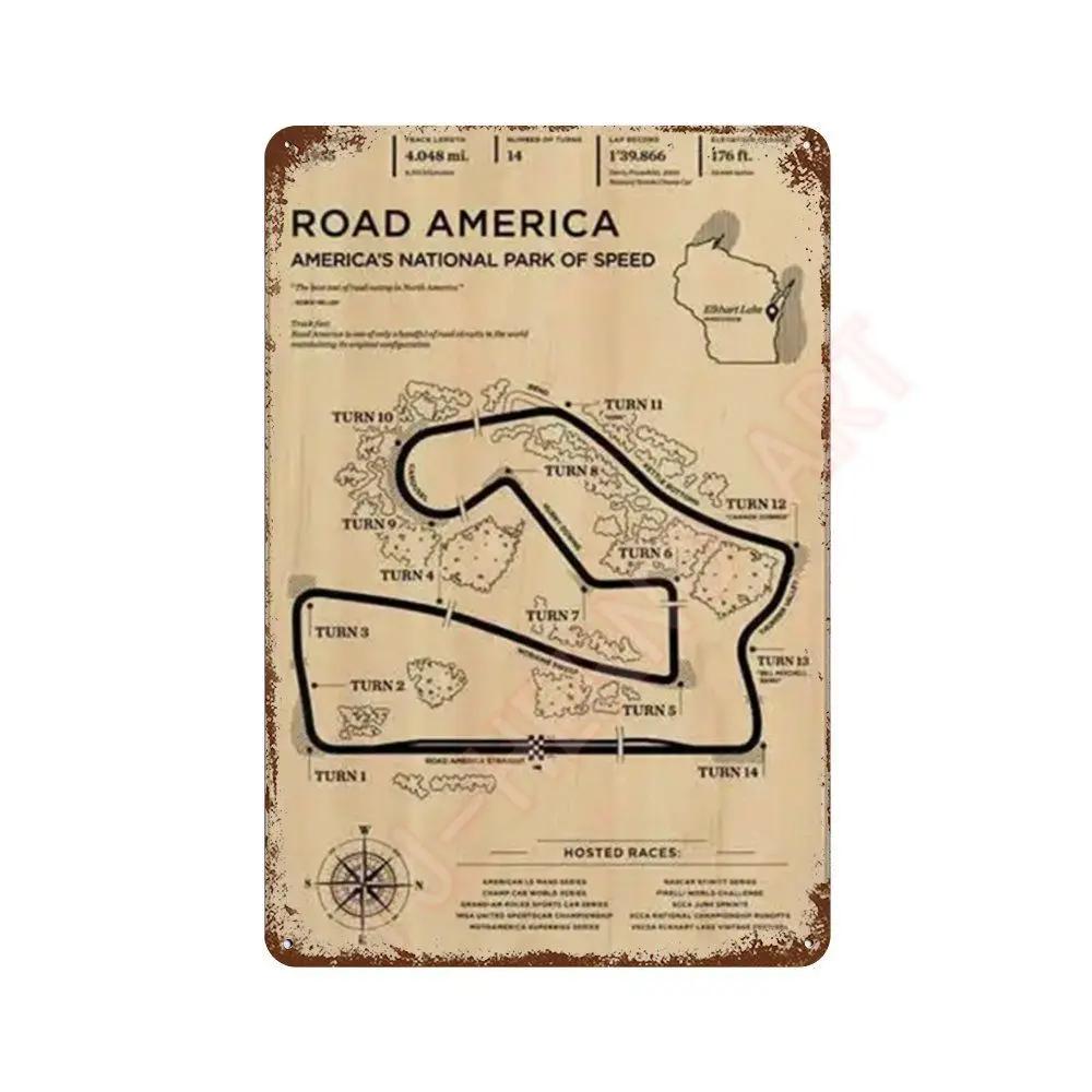 Vintage F1 Formula Racer Poster Metal Tin Sign Plaque Aesthetics Racing Monaco Grand Prix Circuit Track Wall Art Home Room Decor