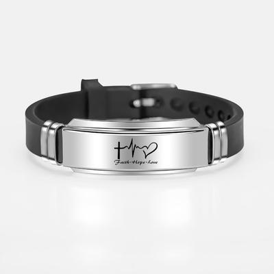 Trendy Religious Heart Jesus Scripture Quote Christian Bible Inspirational Verse Faith Hope Love Silicone Bracelets For Men and Women