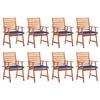 Outdoor Dining Chairs Set of 8 and Cushions Solid Acacia
