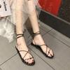 Outdoor Open Toe Roman Style Strappy Flat Rubber Women's Sandals Korea Summer Beach 2025 Comfortable Anti Slip Hot Ladies Shoes