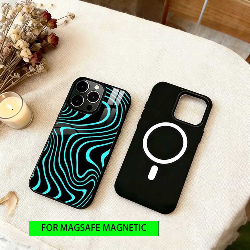 Linear form Phone Case For iPhone17,16,15,14,13,12,11 Plus,Pro Magnetic For Magsafe Wireless Charging