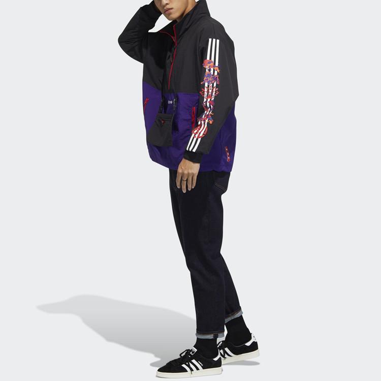 adidas Men's Originals CNY Half-Zip Windbreaker Black Purple GP1866