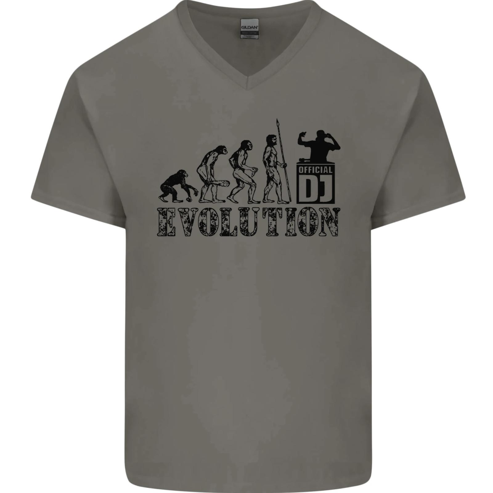 Evolution of a DJ Music DJing Vinyl Decks Mens VNeck Cotton T-shirt XL