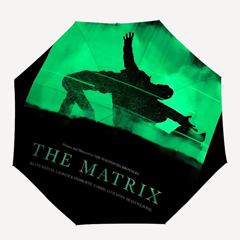 1pc The Matrix Automatic Folding Umbrella - Compact 8-Rib Design,Festive Gift for Friends & Family, Compact Umbrella 22048