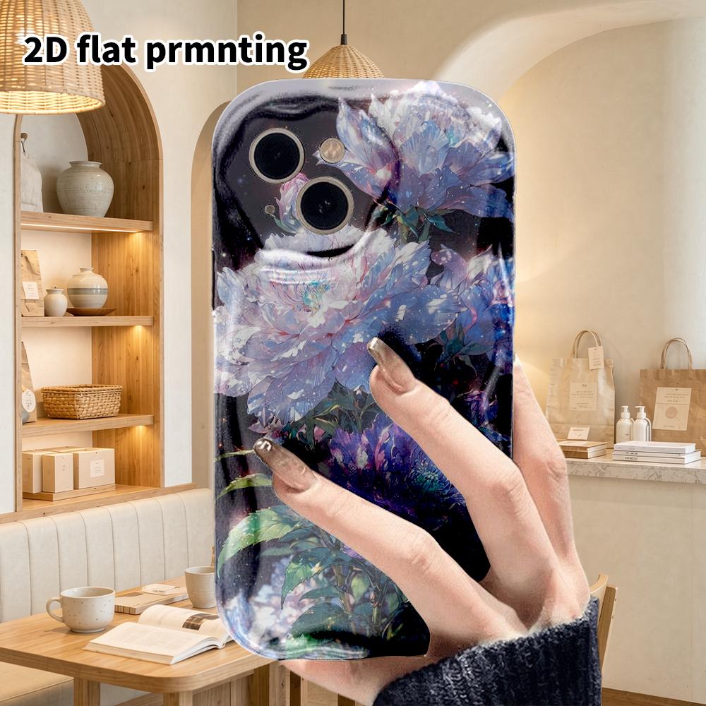 Phone Case: 2D flat design suitable for iPhone 18, 17, 16, 15, 14, 13 Pro film protective case, couple style, nebula peony, Christmas and Halloween gi