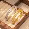 Exquisite Titanium Stainless Steel Bracelet with Irregular Inlaid Rhinestones - Starry Electroplated Design