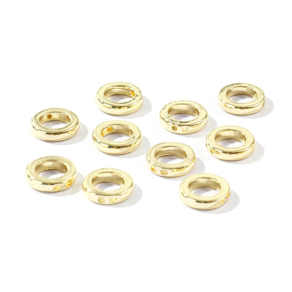 10 PCs Brass End Caps Bead Tip Double Hole Connector Round Rings End Caps For Necklace Bracelet Jewelry Making Accessory 9mm Dia