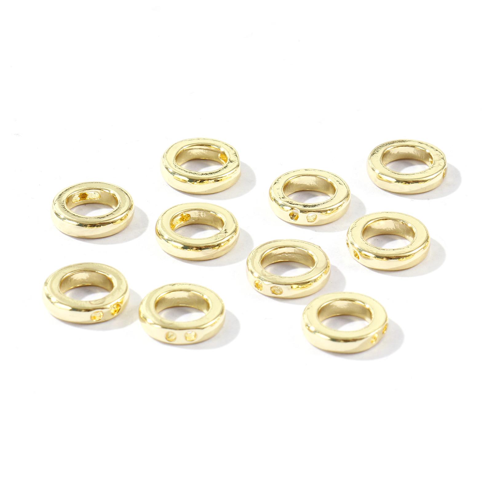 

10 PCs Brass End Caps Bead Tip Double Hole Connector Round Rings End Caps For Necklace Bracelet Jewelry Making Accessory 9mm Dia