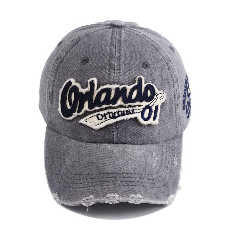 1PC Peaked Cap Spring Summer Embroidery Sun Visors Baseball Hat Punk Holes For Men Women Snapback Hip Hop Letter Washed Cotton