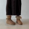 Stilvolle vielseitige Schneestiefel mit dicker Sohle Damen Retro Wildleder Gürtelschnalle Zwei dicke Samt Thermobaumwollstiefel